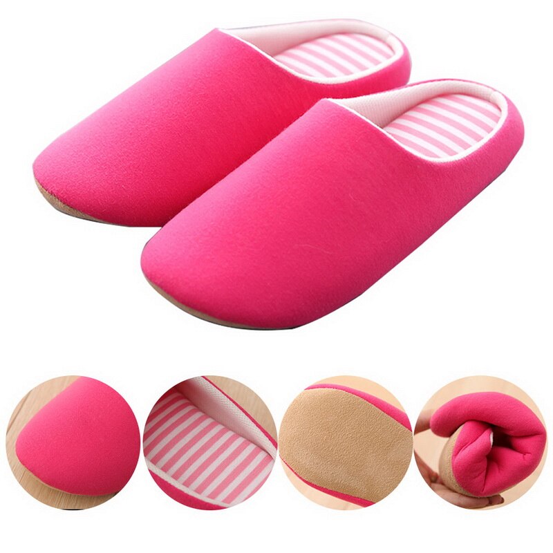 Women Indoor Slippers Short Plush Spring Autumn Flat Shoes Woman Home Bedroom Slides Striped Slip On Female House Floor Slippers