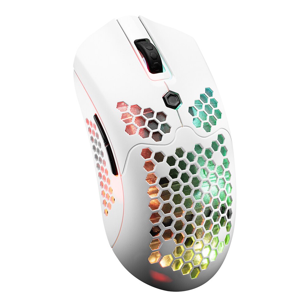 X2 Draadloze Gaming Mouse 7 Knoppen 12000 Dpi Verstelbare Rgb Backlit Ergonomische Muis Lichtgewicht Honingraat Shell Gamer Muizen: WHITE