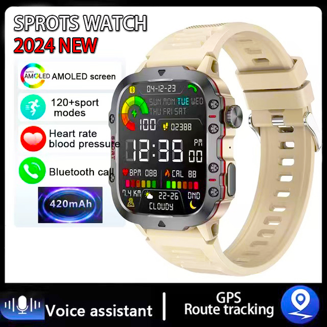 Montre intelligente de sport étanche pour homme, appel Bluetooth, voix AI, Android, Xiaomi, IOS, extérieur, écran 2024 ", 3AT, 2.01: Black