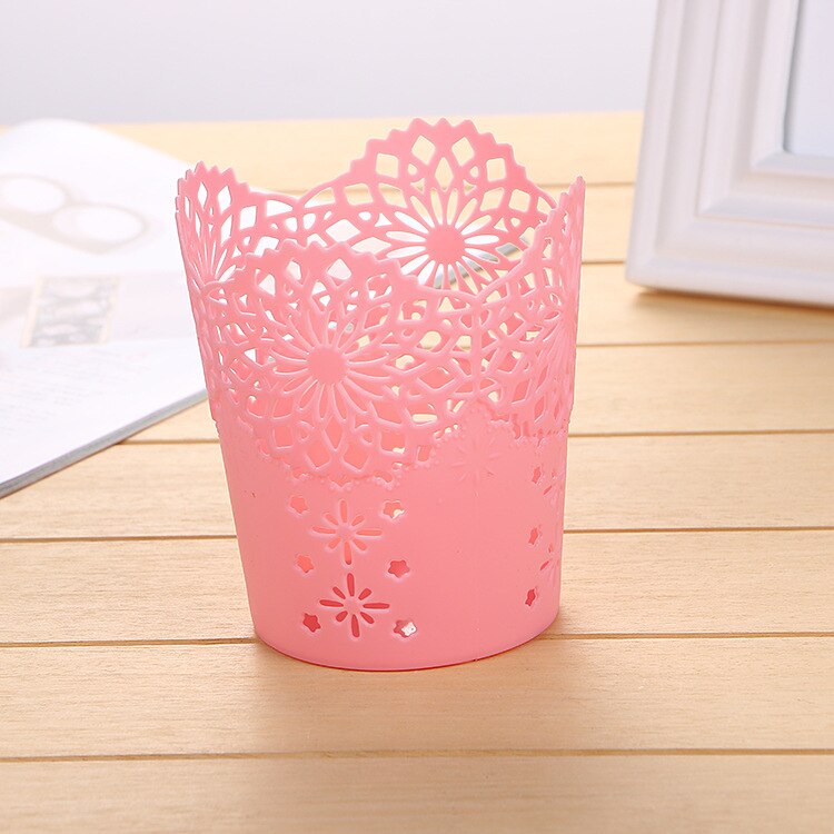 Hollow Flower Brush Storage Pen Pencil Pot Holder Container Desk Organizer