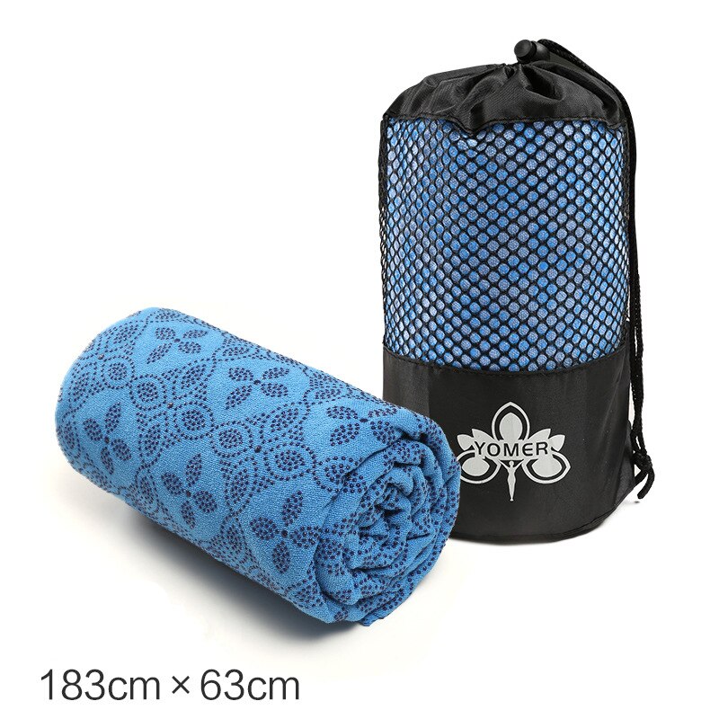 183*63Cm Draagbare Anti-Slip Zweet-Absorberende Yoga Handdoek Doek Mat Ultra-Dunne Yoga Deken handdoek Deken: Blauw