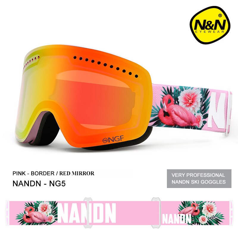 NANDN Ski Goggles Double Layer UV 400 Anti-Fog Ski Mask Glasses Men Women Skiing Snow Snowboard Goggles Multifunction Eyewear