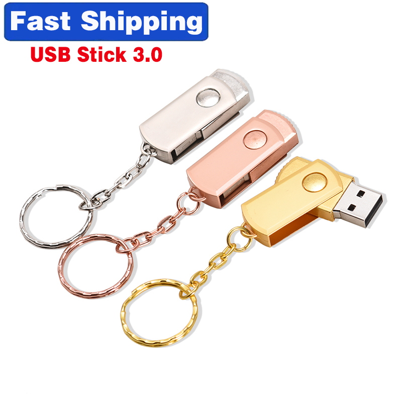Raskt roterbar usb 3.0 minnepinne 64gb mini metallpenn 32gb høyhastighets minnepinne gratis nøkkelring u disk