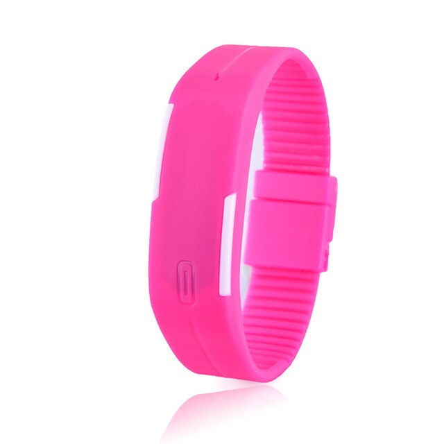 Reloj de mujer para hombre y mujer de Color caramelo, relojes de goma LED para niños, pulsera con fecha, reloj de pulsera deportivo Digital para estudiante,: rose red