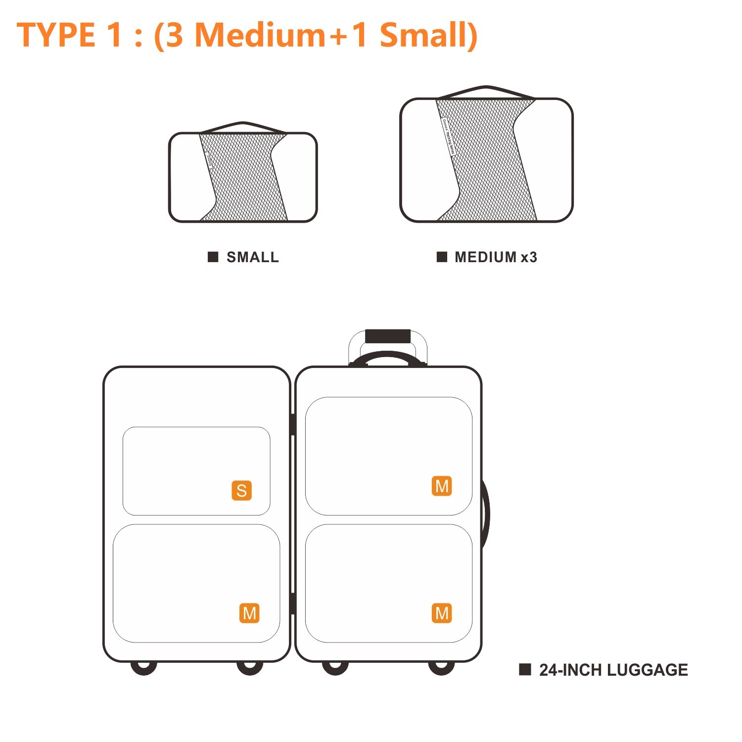 Gonex 4 pièces sacs de rangement de voyage vêtements emballage pochette organisateur de bagages
