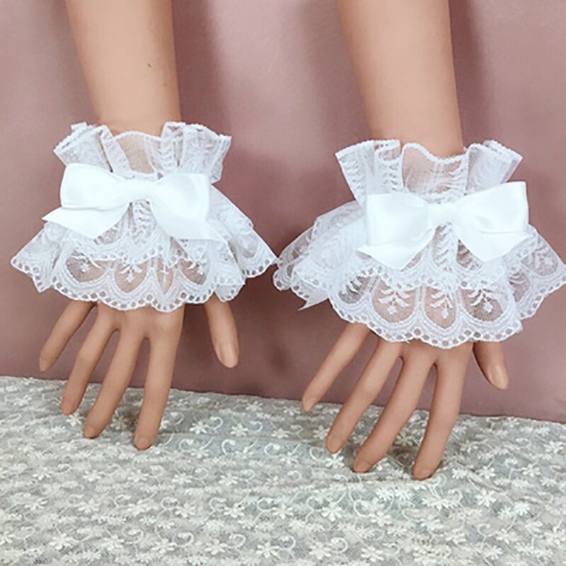 Japanse Lolita Hand Mouw Gothic Meisjes Strik Lace Hand Ring Kawaii Wit Anke Decoratie Meisjes Ruches Zachte Zus
