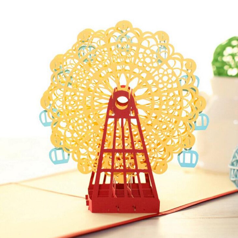 3D Kaart Reuzenrad Papier Snijden Wenskaart Pop-Up Card Papercraft Festival Verjaardag Kerstcadeaus