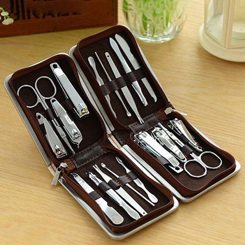 9Pcs Carbon Staal Nagelknipper Set Professionele Schaar Pak Met Doos Trimmer Grooming Manicure Cutter Kits Voor Nail Gereedschap