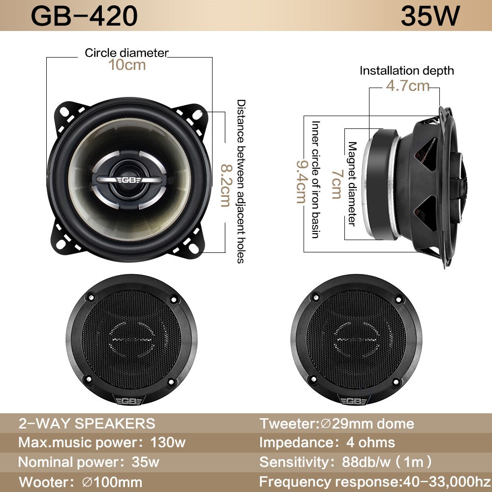 Auto Poort Audio Modificatie Coaxiale Subwoofer 4 Inch Speaker