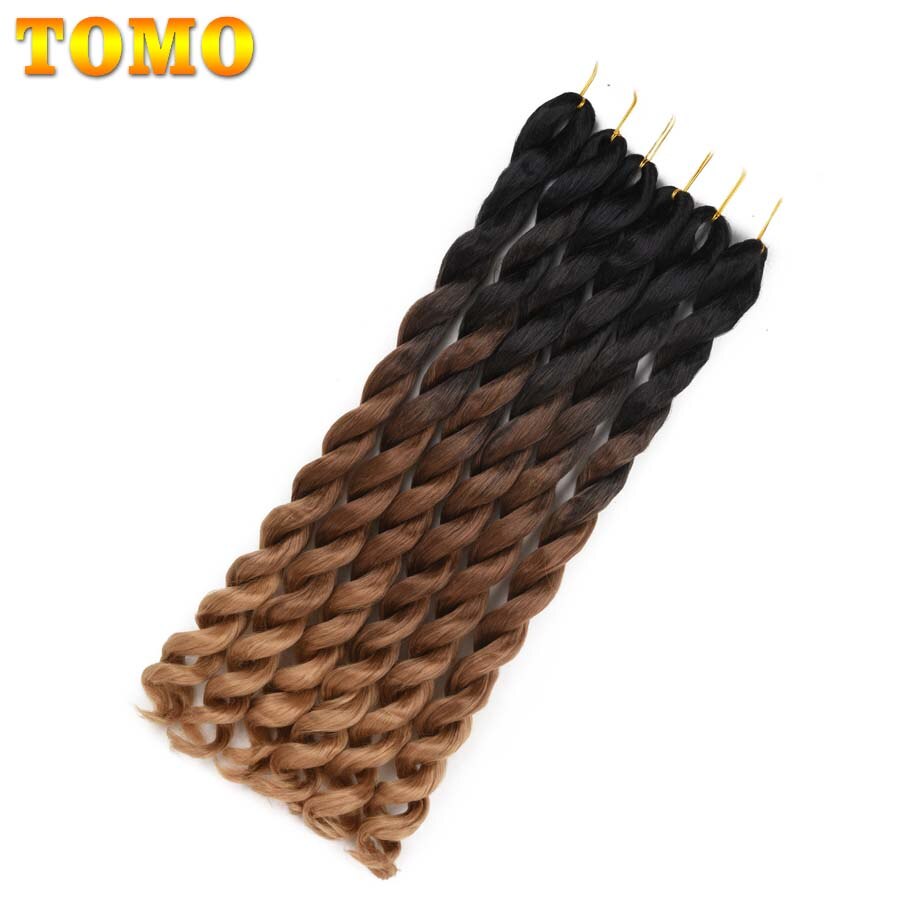 TOMO Big Wavy Synthetic Braiding Hair Extensions 24 Inch Ombre Curly Jumbo Braids Hair For Black Women Low Temperature Fiber