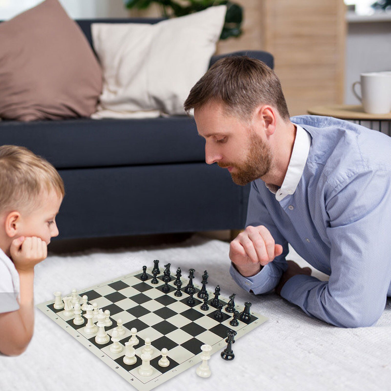 Traveling Portable Chess Traditional Chessboard Set for Tournament Club with Roll-up Board + Plastic Bag Chess Game