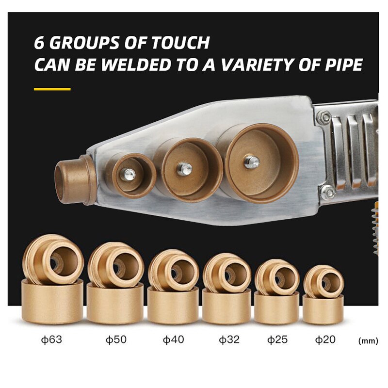 1 ensemble 800W affichage numérique tuyau d'eau soudeuse ~20-63mm tuyau d'eau en plastique soudeuse Machine plombier chauffage PPR RPV soudage bout à bout