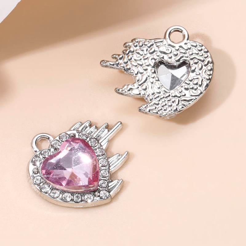 5 stuks roze vlinder-, ster- en hartvormige emaille bedeltjes, schattige  y2k leuke hangers in coole stijl voor het maken van zelfgemaakte sieraden.: Imitatie rhodium plated