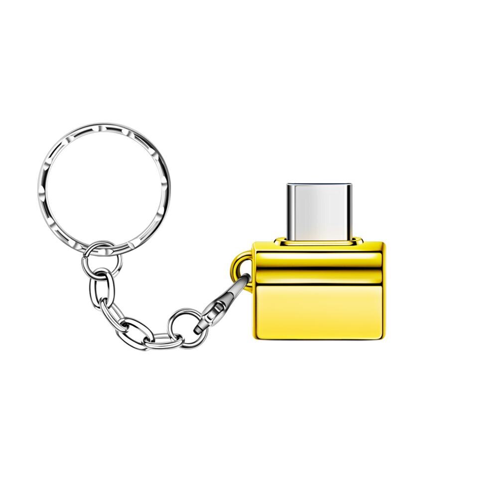 ANMONE USB Typ C OTG Adapter Typ-C Zu USB Konverter für USB C PD Ladegerät Maus tastatur Blitz disk Tragbare Schlüsselbund OTG Stecker: 1Stck Gold Stecker