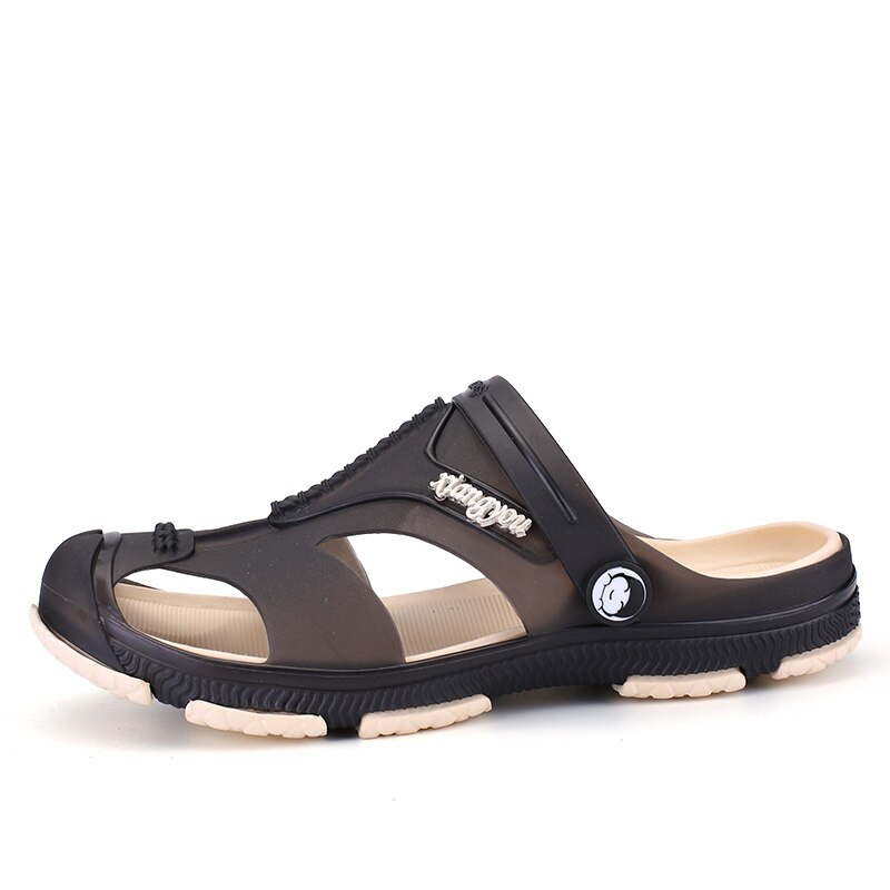 Sandales en gelée pour hommes, nouvelle , chaussures respirantes, ajouré, décontracté, extérieur, pantoufles plates, en crocodile