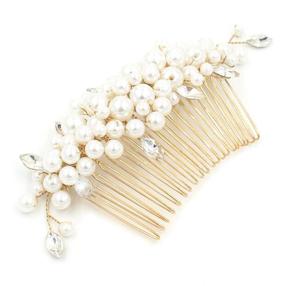 Gold Wedding Hair Comb Rhinestone Hair Clip-Flower Hair Comb Handmade Bridal Hair Accessories for Bridal and Bridesmaid