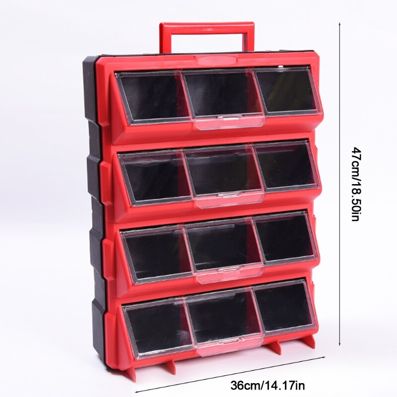 12 Bins Storage Tool Case Electronic Component Case Plastic Parts Storage Hardware Grid Craft Cabinet Tool Case Drawer