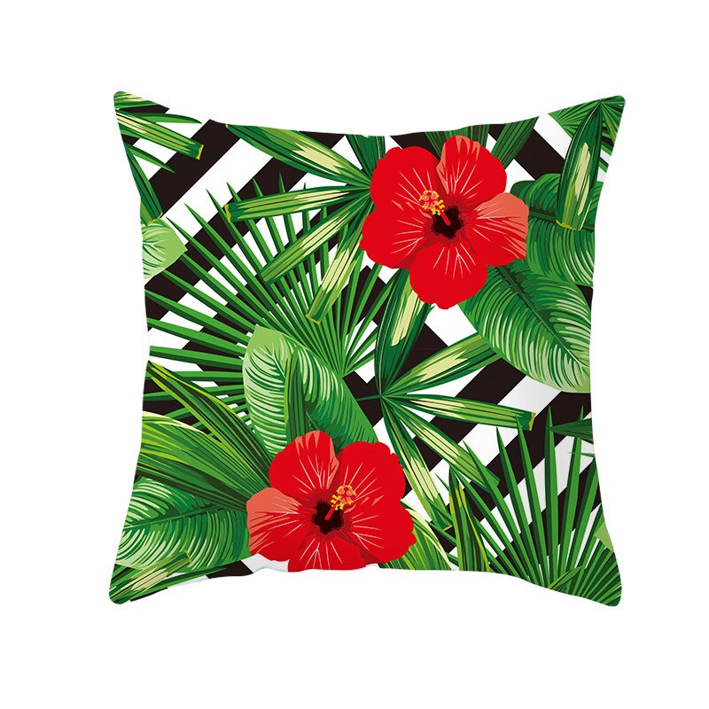 45*45Cm Kids Pasen Dag Tropische Decoratie Print Kussenhoes Polyester Groene Plant Sierkussen Voor Sofa/home Decor Pillowcas: 14
