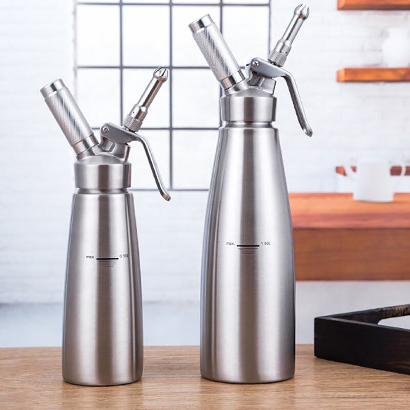 Stainless Steel Whipped Cream Dispenser Bundle with Three Nozzles Kitchen Cream Dispenser Dessert Tools