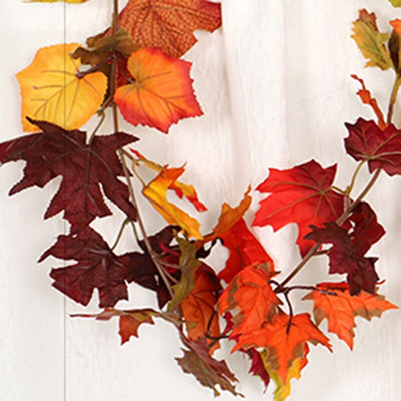 2 Pcs Autumn Maple Leaves Garland, Fall Hanging Plant for Home Garden Wall Doorway Backdrop Fireplace
