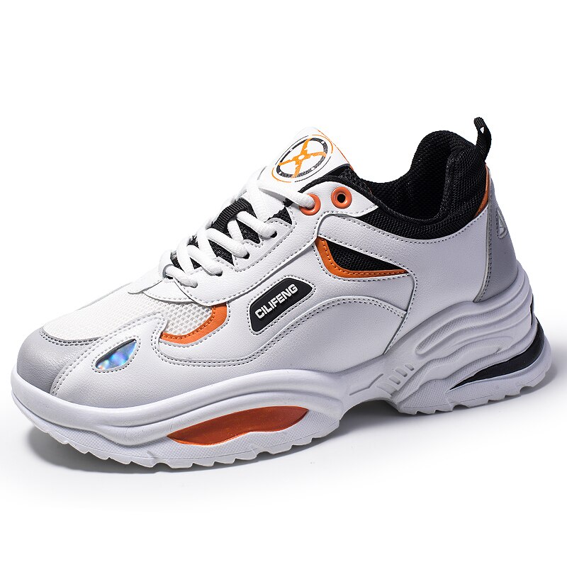Heren casual schoenen veterschoenen heren winter lente heren dikke sneaker casual platform hoge hak dad schoenen 39-44: Wit / 39