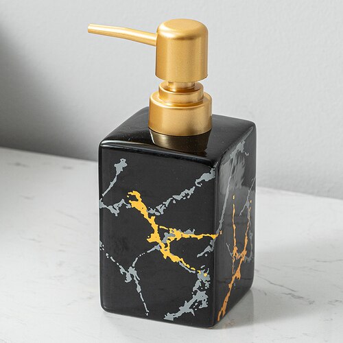 European Marble Pattern Ceramic Hand Soap Bottle Luxury Black and White Shampoo Shower Gel Dispenser Bottle Bathroom Accessories: B