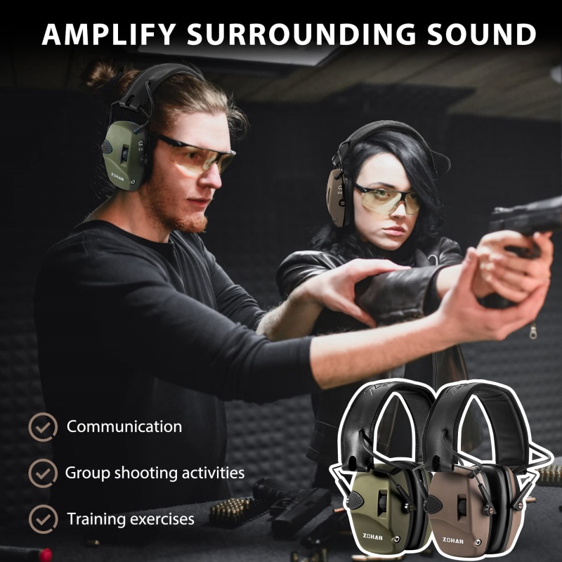 ZOHAN – casque antibruit électronique pour prise de vue, réduction Active du bruit, Protection auditive avec Amplification sonore 4X