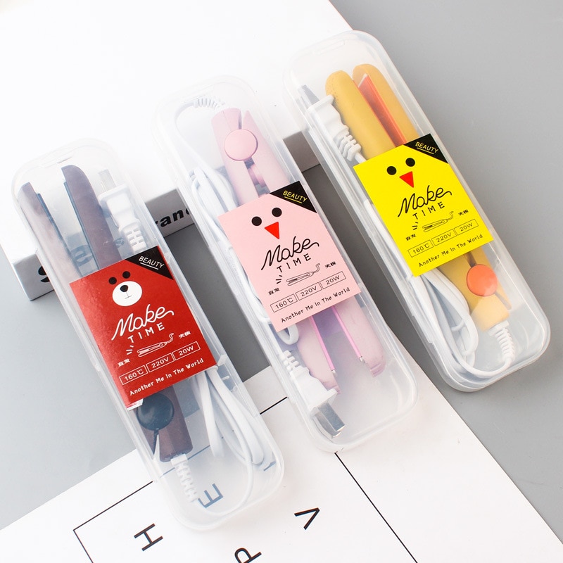 1PCs Mini Portable Steam Flat Hair Iron Hair Straightener Curler Straightening Cute Cartoon Curling Hair Irons