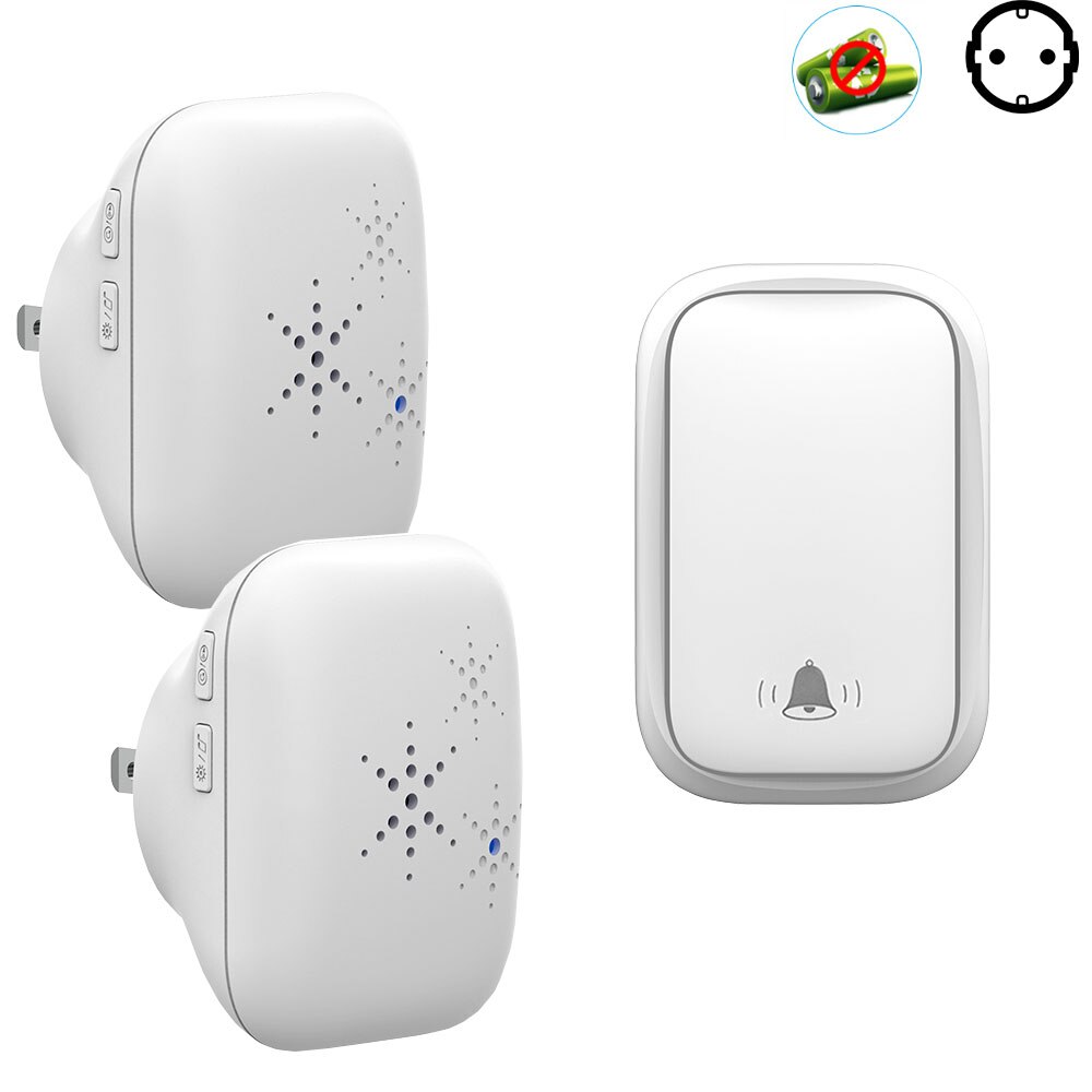 Wireless Doorbell Sets Self-Powered No Battery Required Transmitter Receiver 220V EU FR Smart Doorbell Outdoor Home Long Range: 2DB2 DBS2