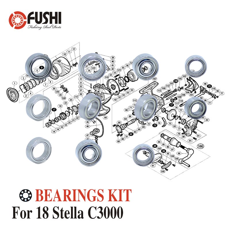 Vissen Reel Rvs Kogellagers Kit Voor Shimano 14 Stella C3000 C3000SDH C3000 X G Spinning Reels Lager Kits