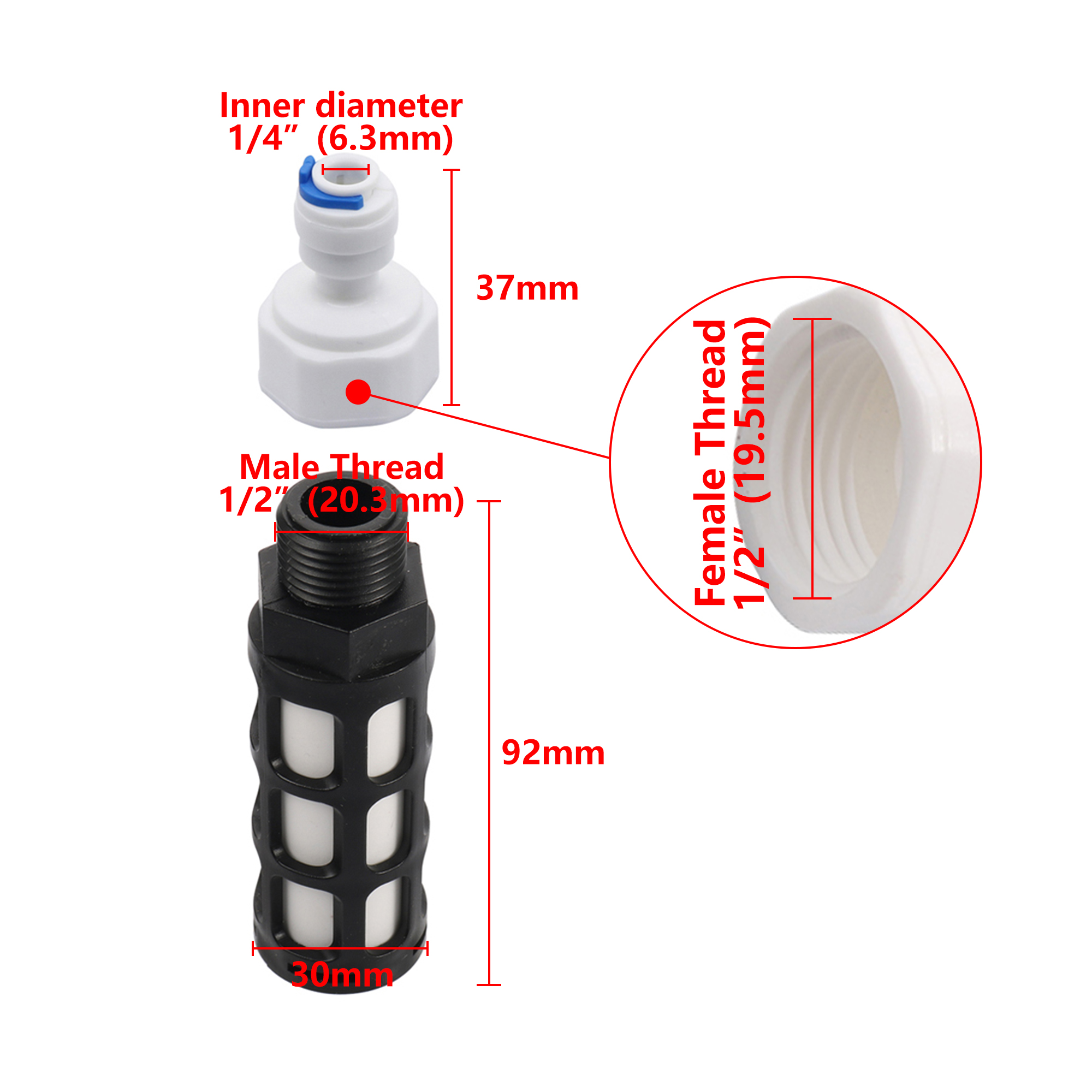 Microfiltro de agua para jardín de 1/4 ", malla de acero inoxidable, filtro de 40 micras, ajuste de deslizamiento rápido de 9,52mm, filtro de manguera de riego para jardín