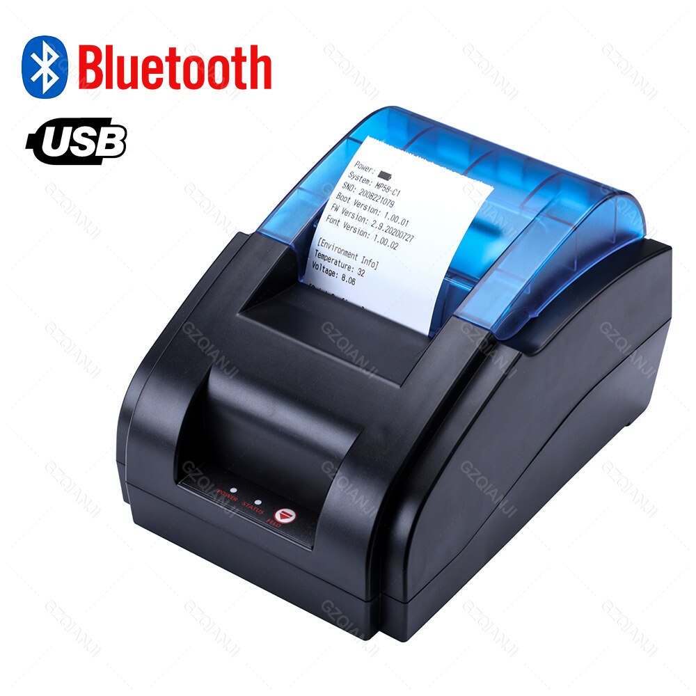 Thermal Receipt Printer 58mm POS Printer Bluetooth USB For Mobile Phone Android iOS Windows For Supermarket and Store: USB Bluetooth / US plug