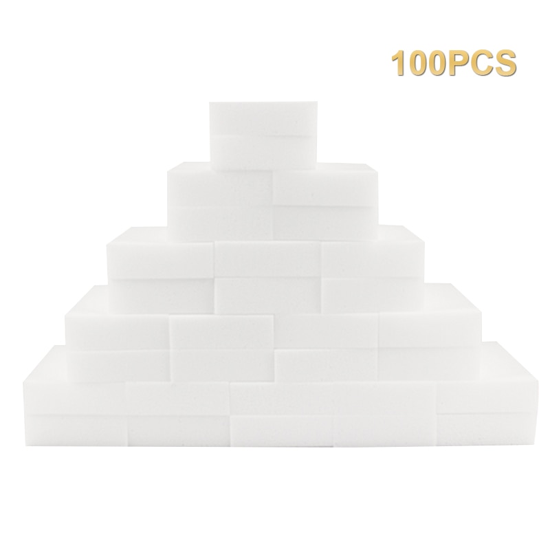 100 Stks/partij Melamine Spons Magische Spons Gum Keuken Melamine Sponge Cleaning Spons Voor Kantoor Badkamer: White