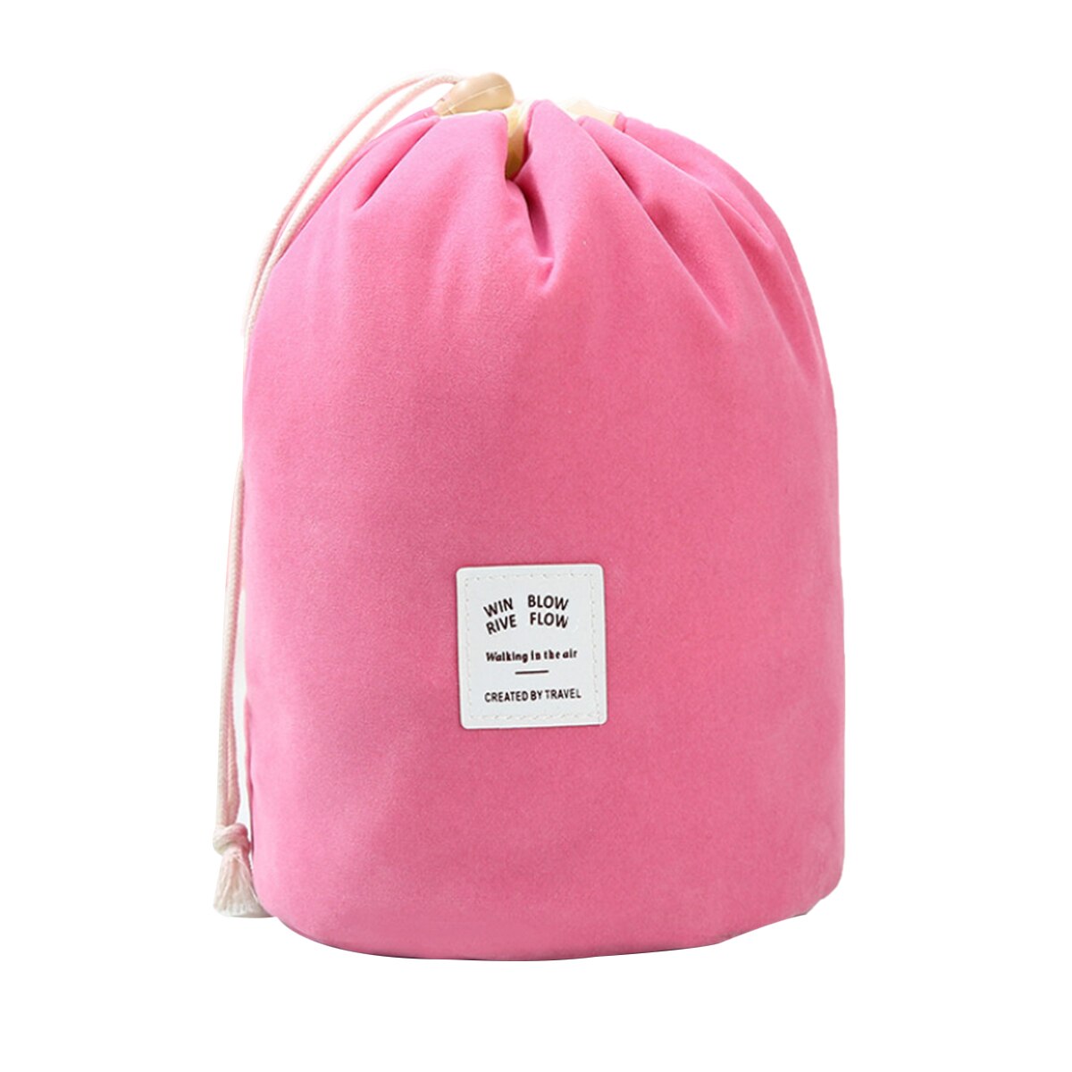 Flannel Cylinder Drawstring Storage Bag Large Capacity Convenient Travel Cosmetics Storage Bag