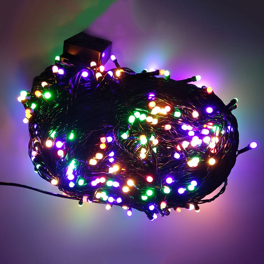 Thrisdr Black Wire Outdoor christmas Lights Led String Fairy Light 100M 50M 8M Christmas fairy light Party Garland light: Multicolor / 50M 300LEDS / 110V US Plug