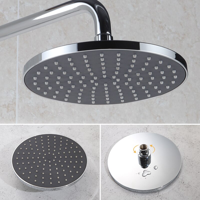 8/10/12 inch Big Rain Shower Head ABS Plastic Square and Round Top Shower Head Over-head Shower Sprayer Chrome and Black