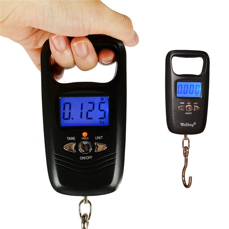 50kg/110lb Digital Fish Scale Electronic Scale Portable Express Luggage Weight Hanging Scale with 1m Measuring Tape: A17LBlack no battery