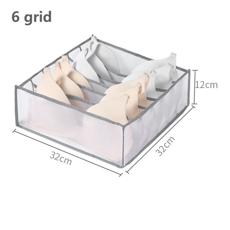 Foldable Cloth Organizer Closet Drawer Organizer With Divider Jeans Leggings Underwear Socks Storage Box Wardrobe Pants Storage: Grey 6 Grid