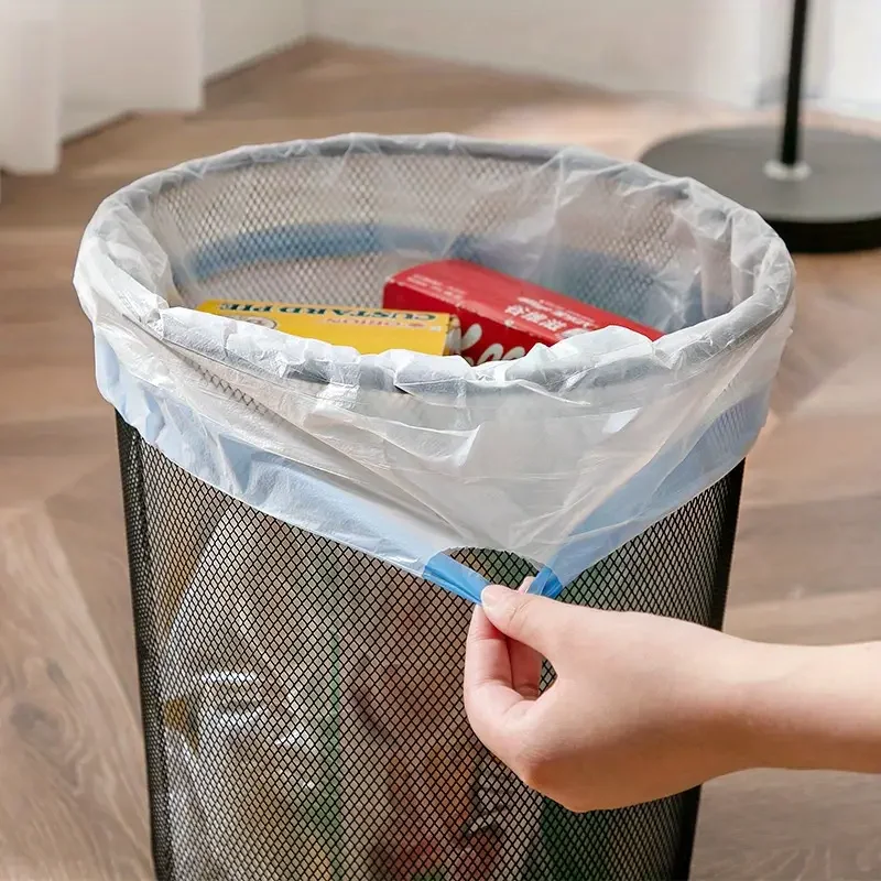 Vuilniszak met trekkoord voor huishoudelijk gebruik, draagbaar, keuken, verdikt, groot, studentenkamer, automatisch sluitend, dikke plastic zak