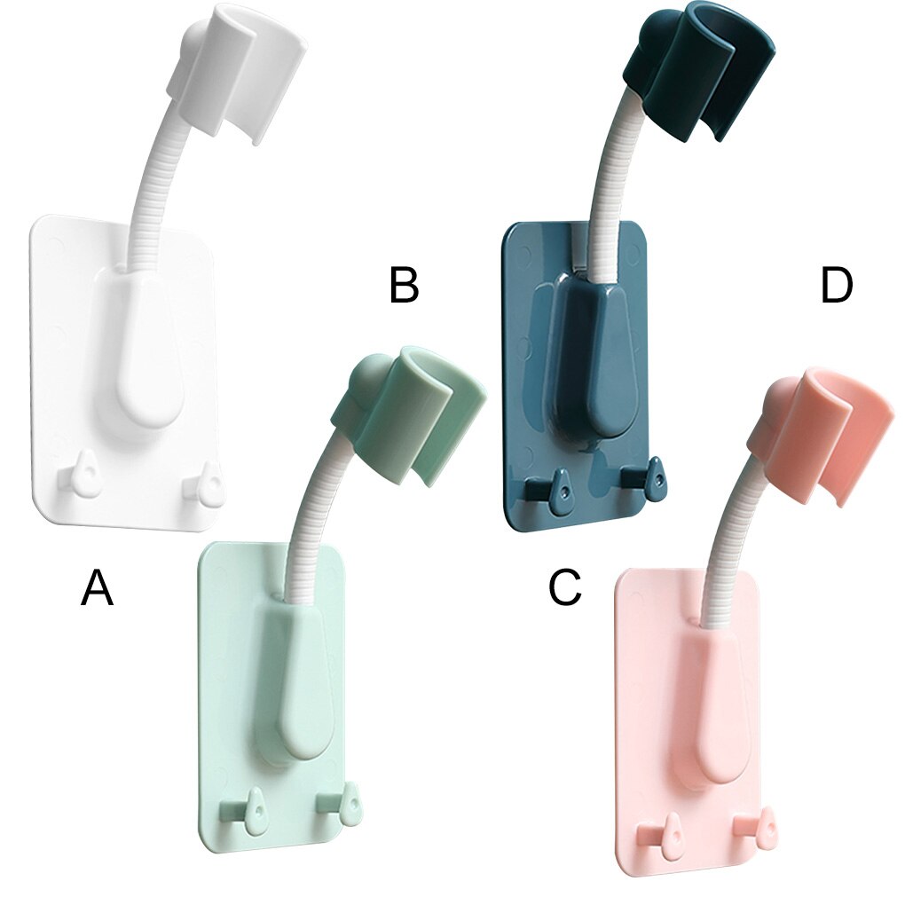 Self-Adhesive Shower Head Bracket Adjustable Handheld Showerhead Holder Wall Mount 2 Hooks Stand