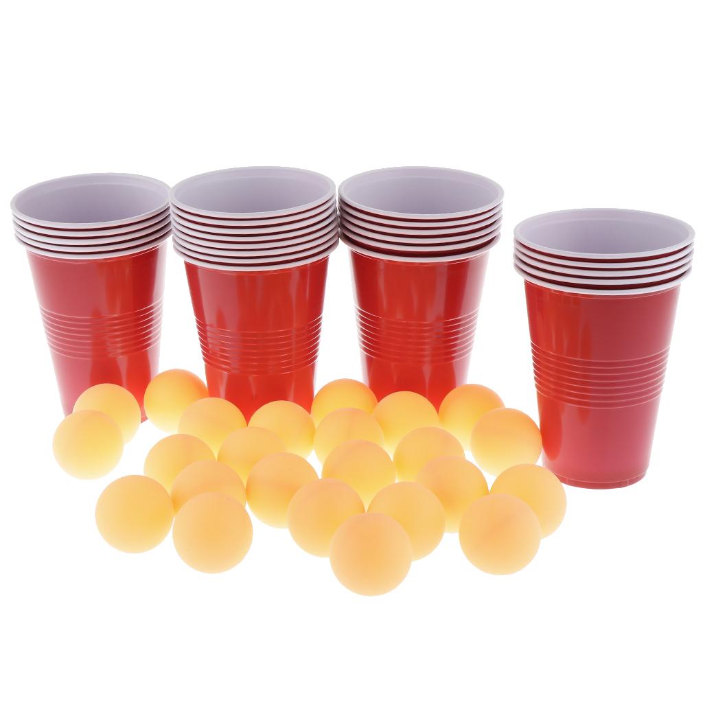 Beer Pong Drinking Game Set - 24 Cups 24 Pong Balls