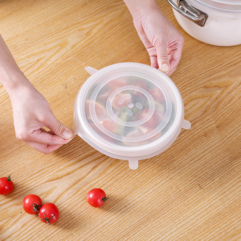 Couvercle scellé en plastique Silicone | 6 pièces, couvercle pour conservation des aliments de alimentaire, couvercle de cuisine, film extensible, couvercle peut être recyclé, outil ménager