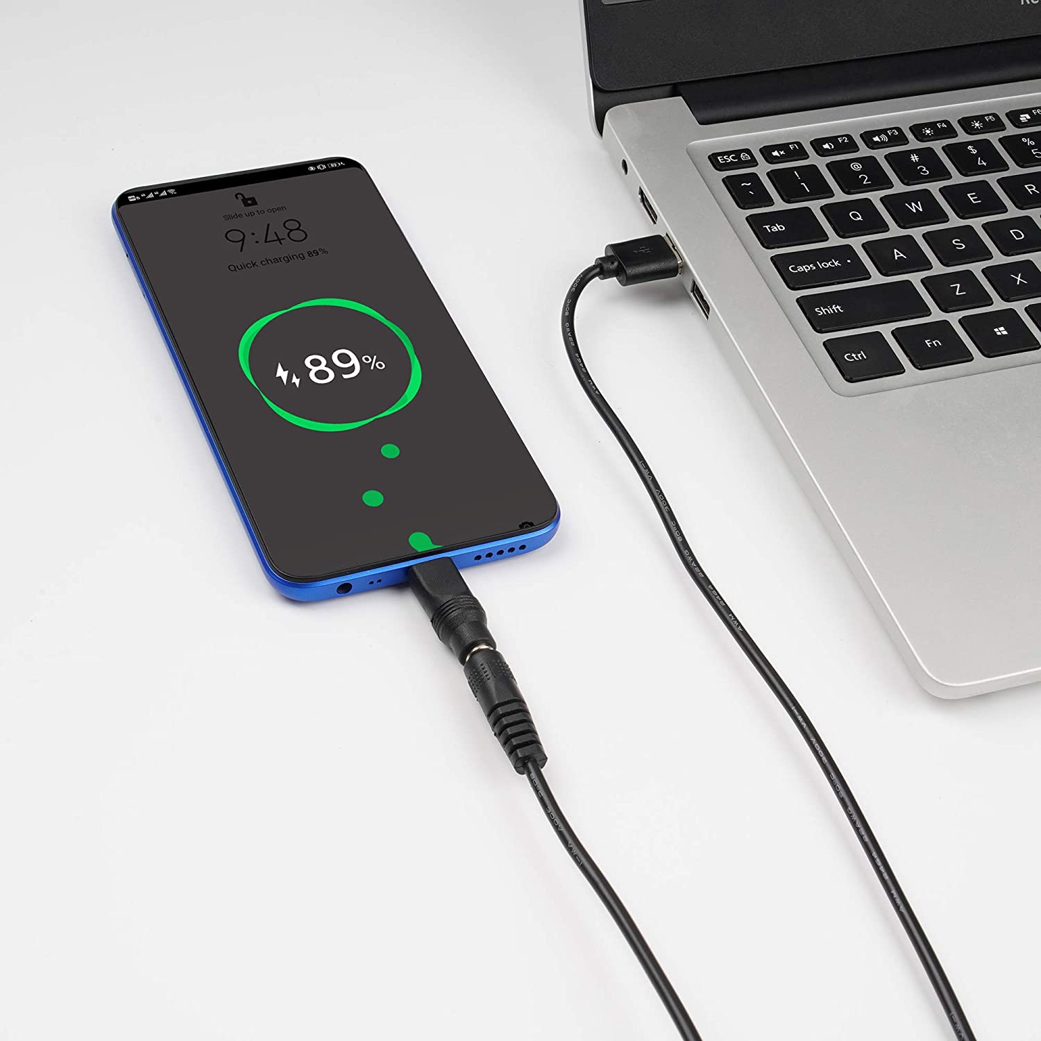 5V Dc Opladen Kabel, usb Naar Dc 5.5X2.1Mm Plug Charger Cord Met 11 Connector Tips (5.5X2.5, 4.8X1.7, 4.0X1.7, 4.0X1.35, 3.5x1.3