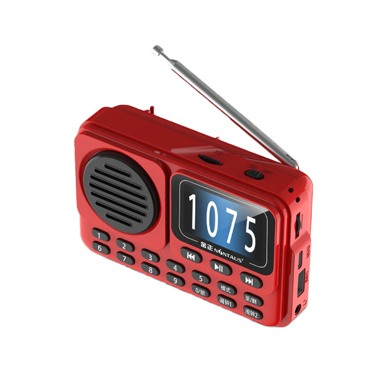 Przenośny zegar Radio FM Wyświetlacz LED HD Radia o wysokiej czułości Bezprzewodowy głośnik Bluetooth Obsługa podwójnego budzika Nagrywanie HD: Czerwony