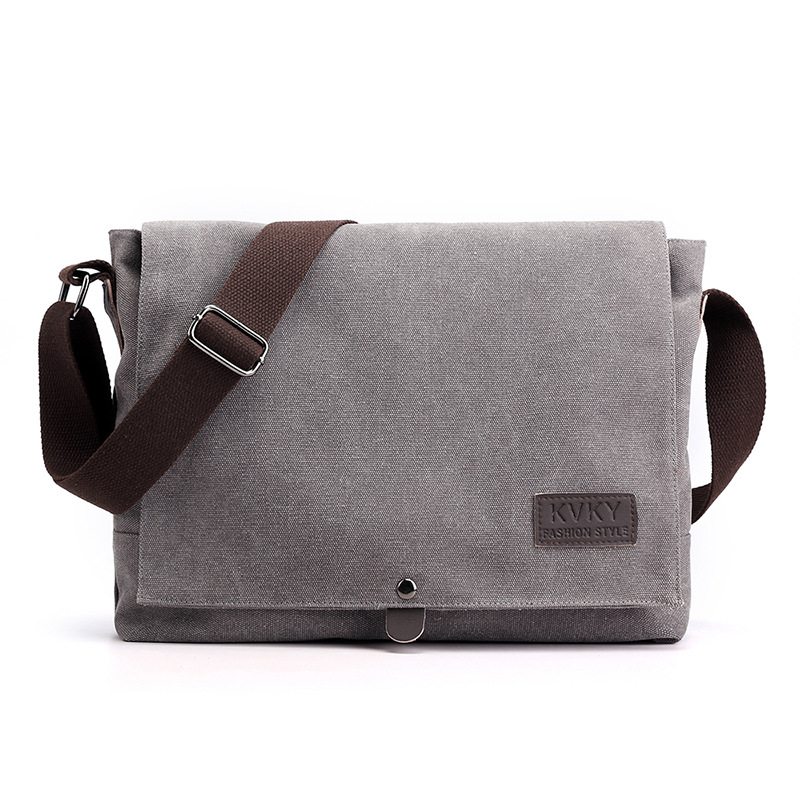 KVKY – sac à main rétro pour hommes, sacoche à bandoulière en toile,: GRAY
