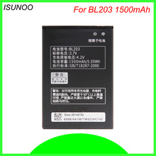 ISUNOO 3.7V 1500mAh BL203 BL 203 BL-203 Batterij voor Lenovo A278T A369 A365E A308T A66 A318T A385E telefoon batterij