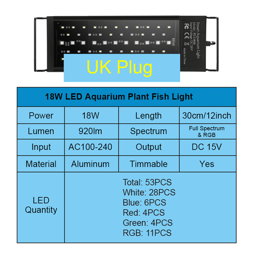 Programming Timer Aquarium Light Full Spectrum 18W-24W Moonlight Sunrise Sunset Aqua Plant Grow Led Extendable for Fish Tanks