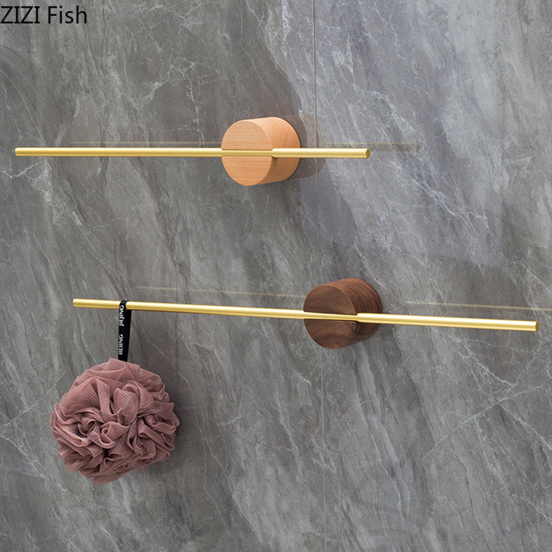 Simple Fulcrum Rack Home Wall-mounted Clothing Hat Storage Rack Bathroom Free Perforated Towel Bar Metal Towel Rack