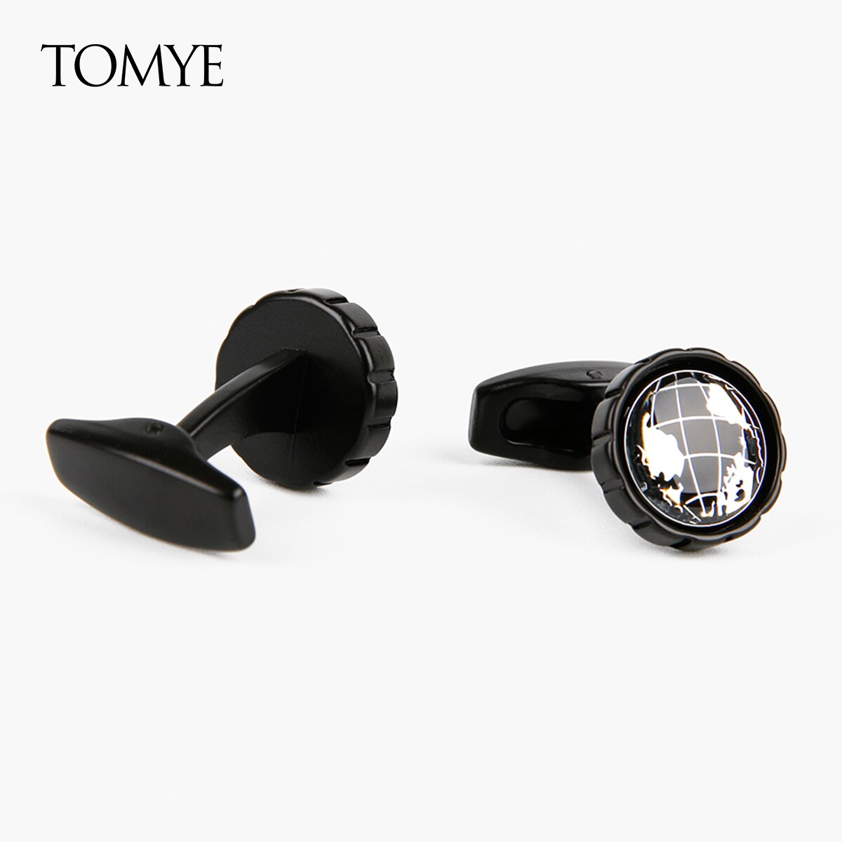 Tomye ouro preto mapa redondo cufflink masculino personalizado luxo abotoaduras em massa xk19s113: Default Title