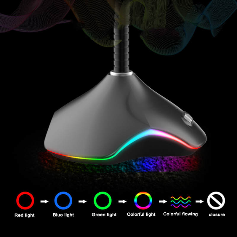 SOVAWIN, micrófono de USB de Gaming para PC, portátil, condensador omnidireccional, micrófonos con cable, luz colorida